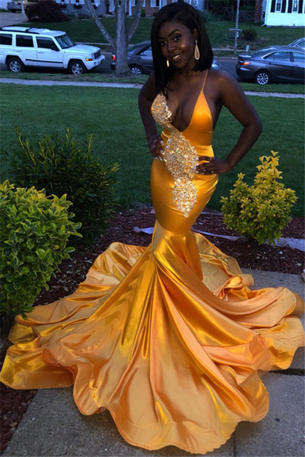 Spaghetti Straps Sexy Prom Dress | Open Back Mermaid Evening Gown
