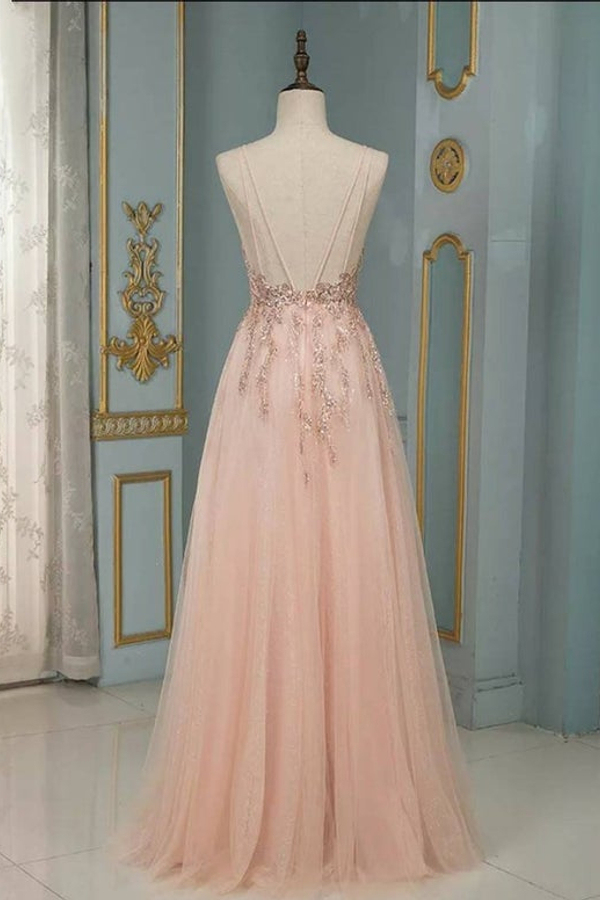 Stylish Spaghetti Straps V-Neck Floral Lace Evening Maxi Dress Tulle Sleeveless Prom Swing Dress