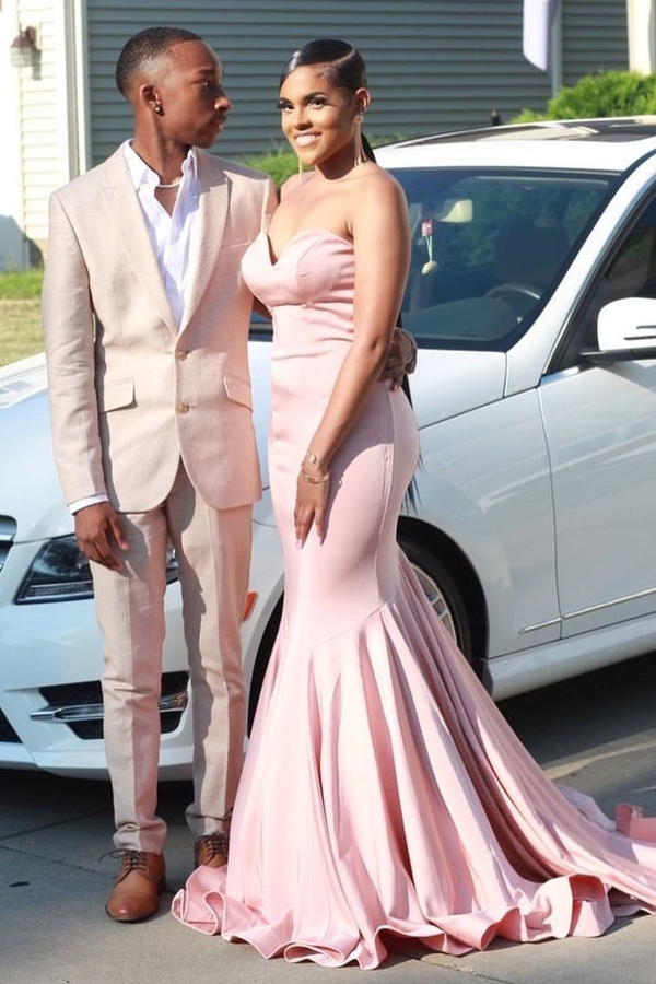 Sweetheart Mermaid Evening Dress | Sleeveless Slim Floor Length Prom Dress Sweep Train