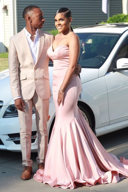 Sweetheart Mermaid Evening Dress | Sleeveless Slim Floor Length Prom Dress Sweep Train