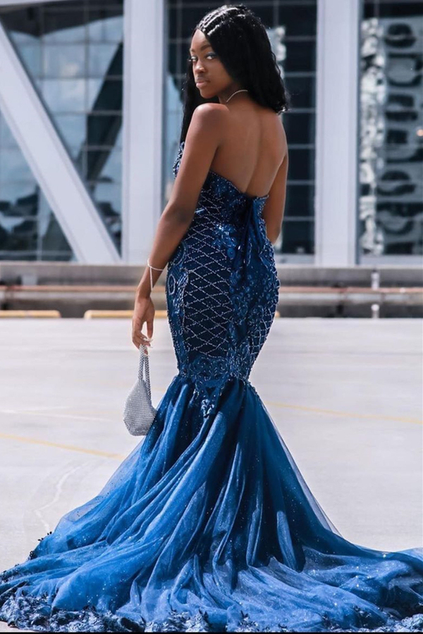 Sweetheart Tulle Mermaid Evening Gown Sexy Sleveless Prom Dress