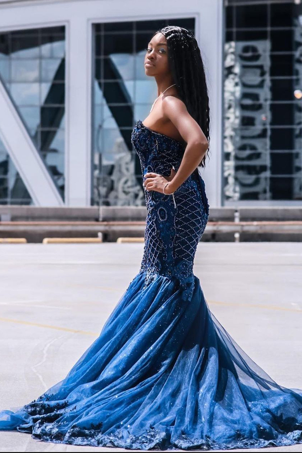 Sweetheart Tulle Mermaid Evening Gown Sexy Sleveless Prom Dress
