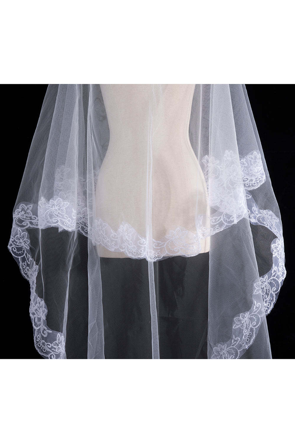 Free Two-Tier Bridal Veil with Lace | Wedding Veil for Women