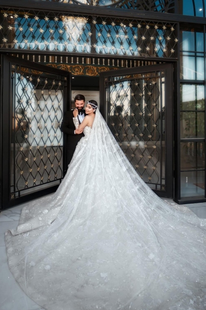 Gorgeous Long Sleeve Bridal Gowns Floral Lace Appliques Ball Gown Wedding Dresses 