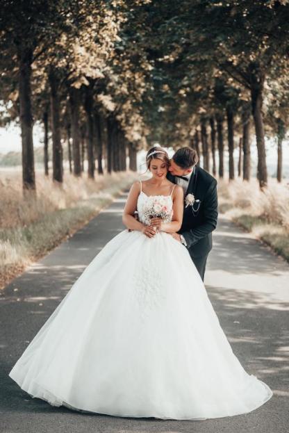 Strapless white Ball gown Princess Wedding Dress