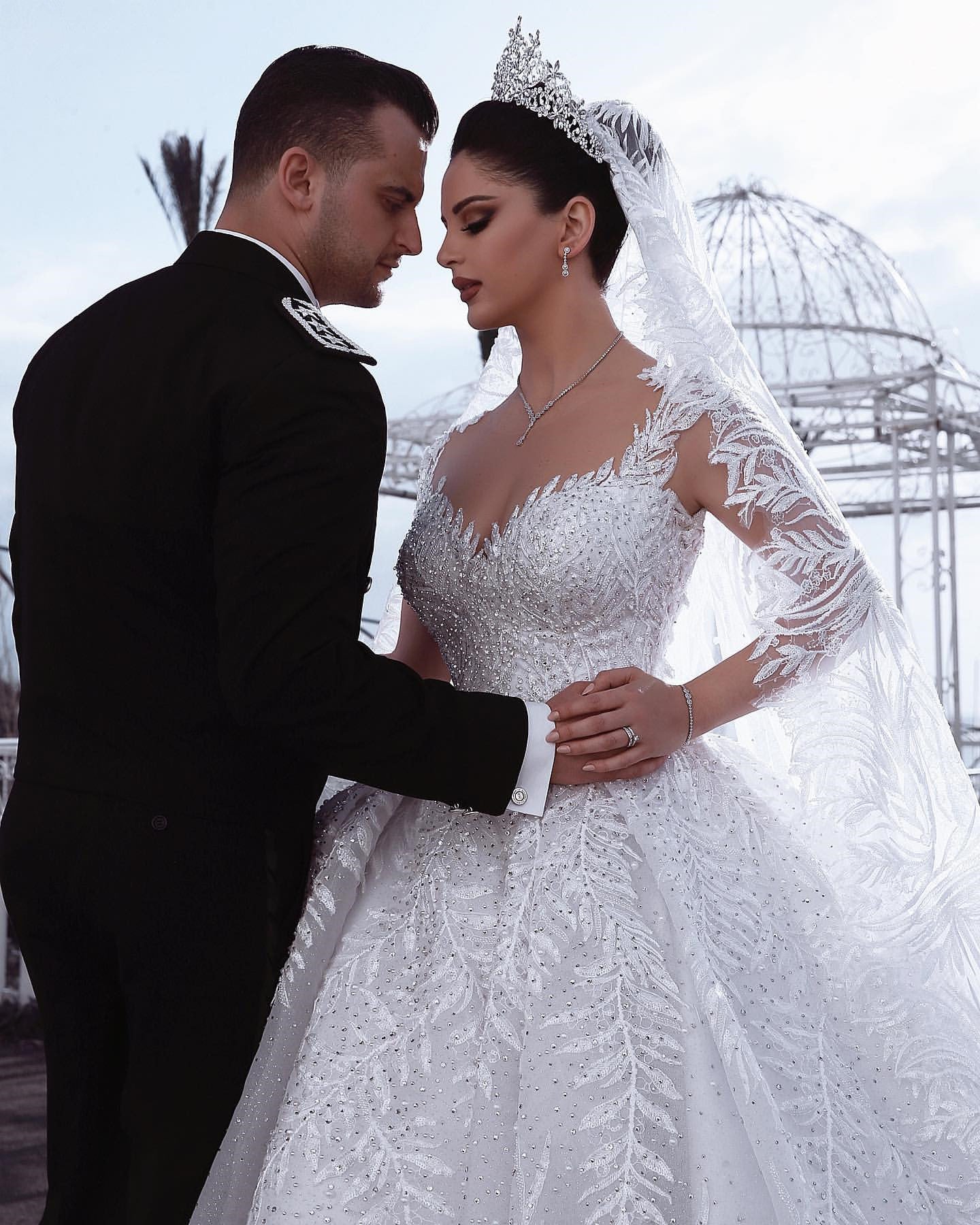 Chicloth Long Sleeves Lace Wedding Dress Ball Gown