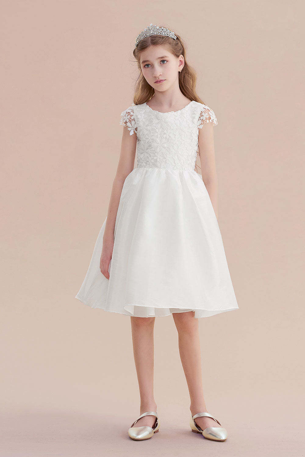 Chicloth A-Line Cap Sleeve Lace Bow Flower Girl Dress On Sale