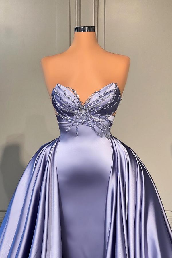 Sweetheart Silver Mermaid Prom Dress with Overskirt