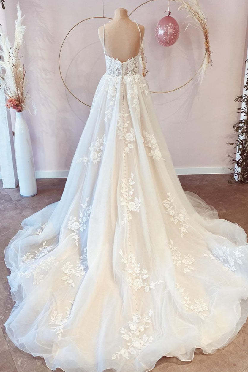 Chicloth V-Neck Sleeveless Lace Wedding Dress Online