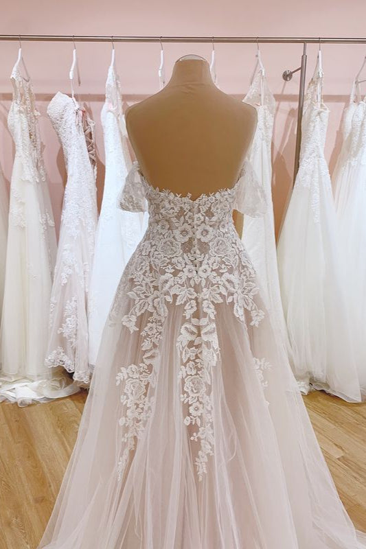 Chicloth Off-the-Shoulder Lace Wedding Dress Tulle Bridal Gowns