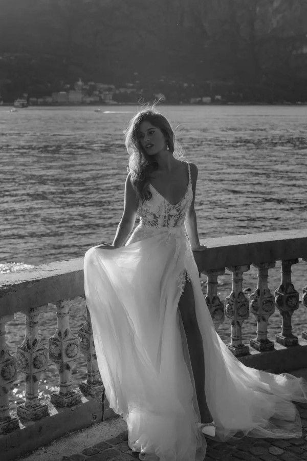 Designer wedding dresses A line | Boho wedding dresses with lace