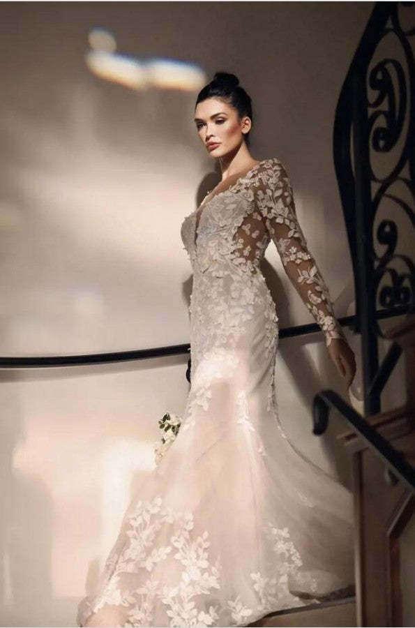 Chicloth Mermaid Lace Wedding Dress Long Sleeves Online
