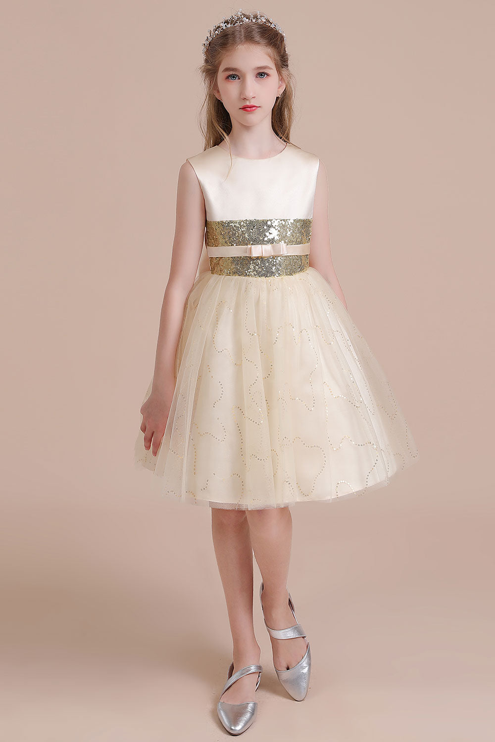 Chicloth A-Line Cute Sequins Tulle Flower Girl Dress Online