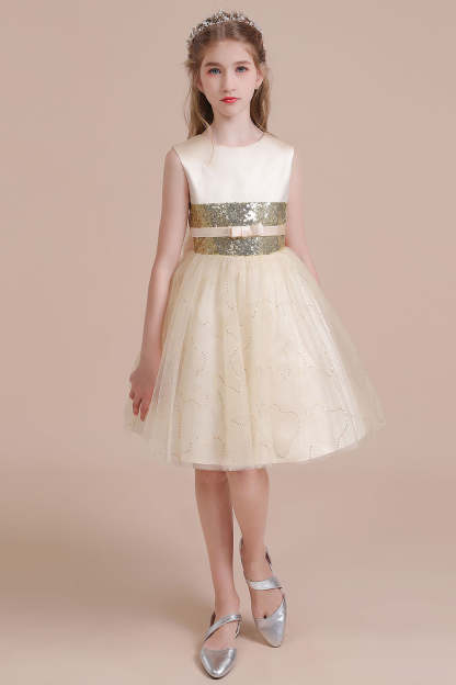 Chicloth A-Line Cute Sequins Tulle Flower Girl Dress Online