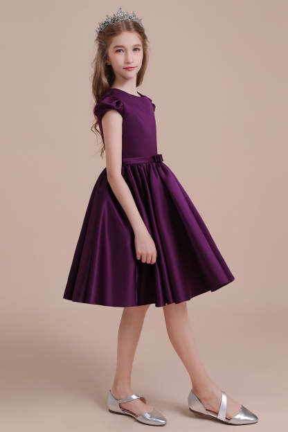 Chicloth A-Line Graceful Cap Sleeve Satin Flower Girl Dress Online