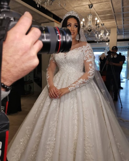Chicloth Long Sleeves Lace Plus Size Wedding Dress On Sale