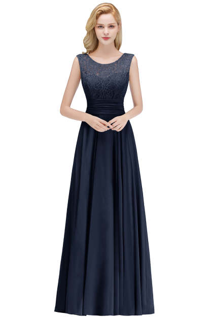 Elegant Lace Sleeveless Chiffon Long Bridesmaid Dress