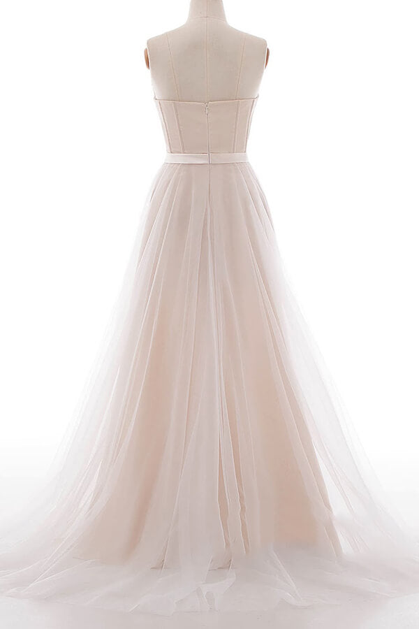 Chicloth Graceful V-neck Lace Tulle A-line Wedding Dress On Sale