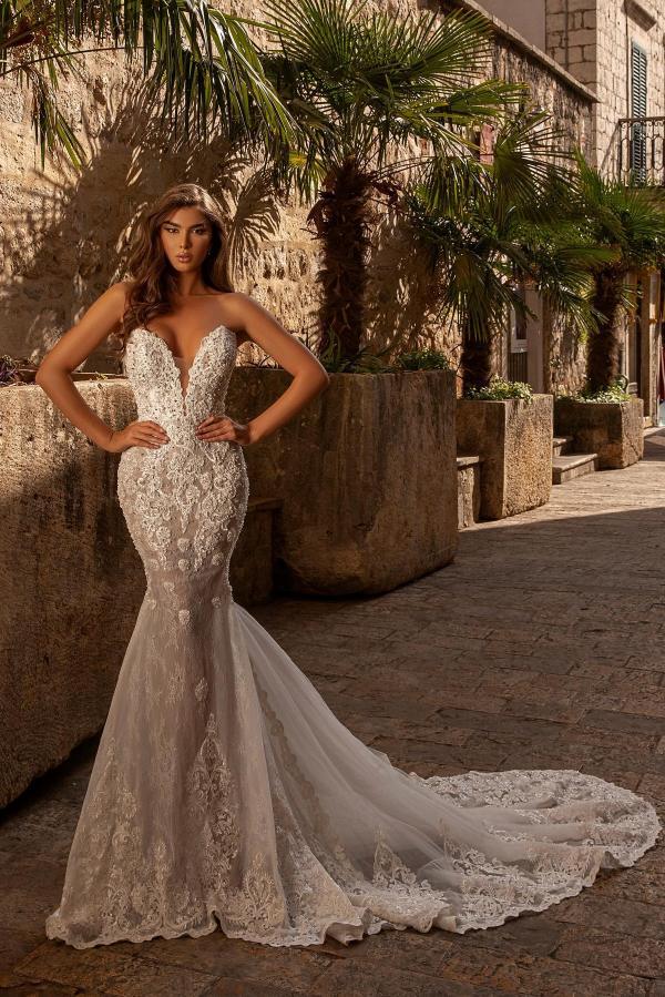 Chicloth Spaghetti-Straps Lace Wedding Dress Mermaid Long Online