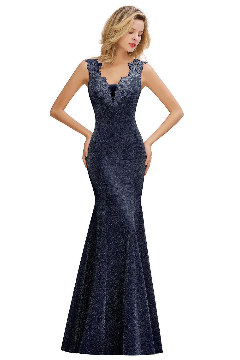 Chicloth Dusty Pink Shinning Long Prom Dress Mermaid With Appliques
