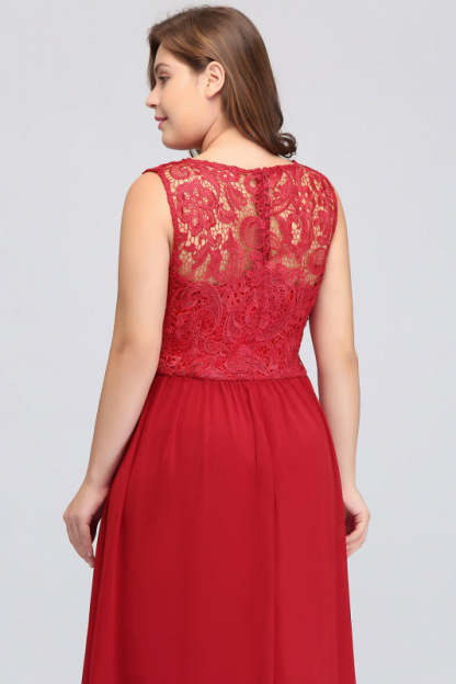 Amazing Jewel Neck Lace Chiffon Evening Dress Sleveless Floor Length Formal Dress - Prom Dresses