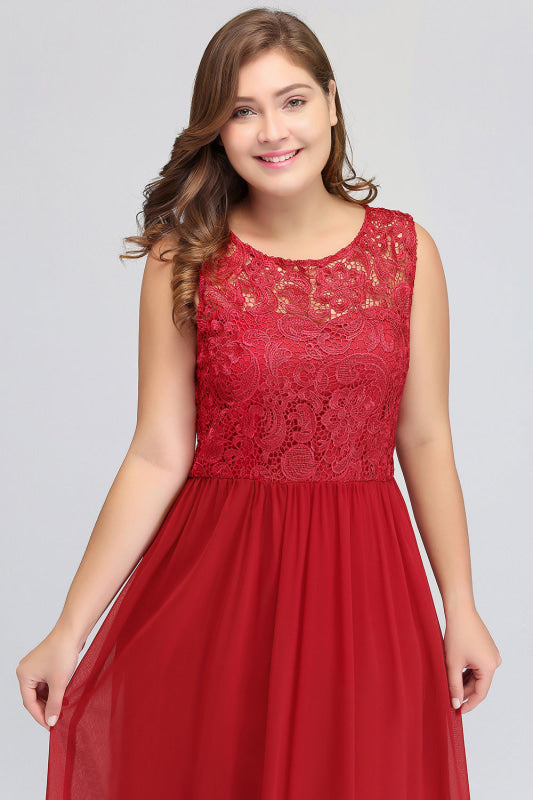 Amazing Jewel Neck Lace Chiffon Evening Dress Sleveless Floor Length Formal Dress - Prom Dresses