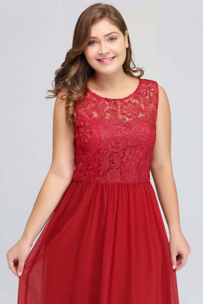 Amazing Jewel Neck Lace Chiffon Evening Dress Sleveless Floor Length Formal Dress - Prom Dresses