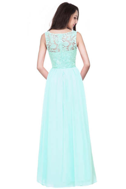 Amazing Jewel Neck Lace Chiffon Evening Dress Sleveless Floor Length Formal Dress - Prom Dresses