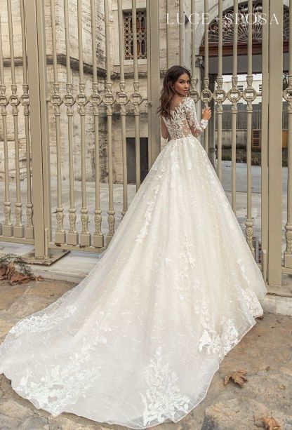 Chicloth Long Sleeves Wedding Dress Princess With Lace Appliques