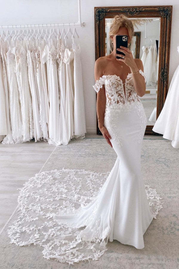 Chicloth Amazing Lace Wedding Dress Mermaid Off-the-Shoulder
