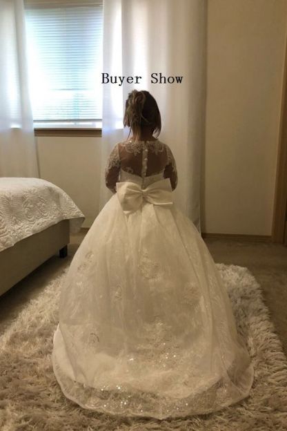 Chicloth Long Sleeves Lace Flower Girl Dress
