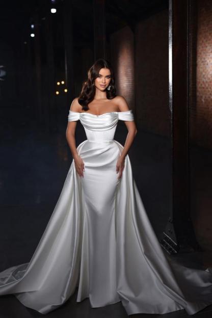 Chicloth Off-the-Shoulder Mermaid Wedding Dress Overskirt Long