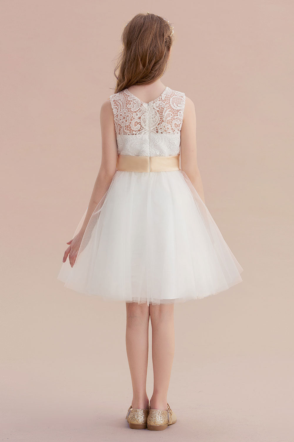 Chicloth A-Line Lace Tulle Knee Length Dress Flower Girl Dress Online
