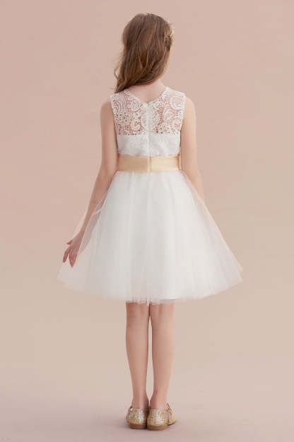 Chicloth A-Line Lace Tulle Knee Length Dress Flower Girl Dress Online