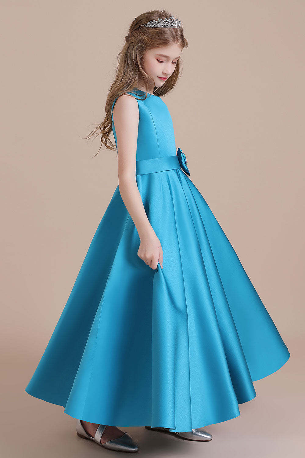 Chicloth A-Line Awesome Satin Flower Girl Dress Online