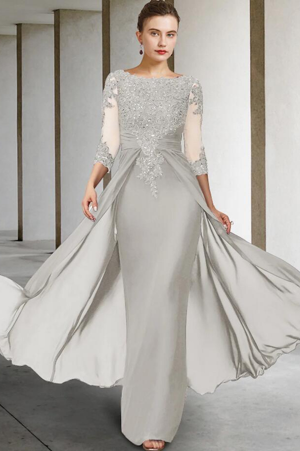 Elegant Mermaid Mother of the Bride Dress with Lace Appliques