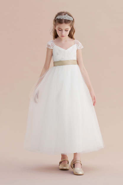 Chicloth A-Line Cap Sleeve Sweetheart Tulle Flower Girl Dress Online