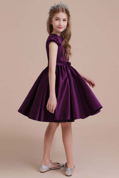 Chicloth A-Line Graceful Cap Sleeve Satin Flower Girl Dress Online