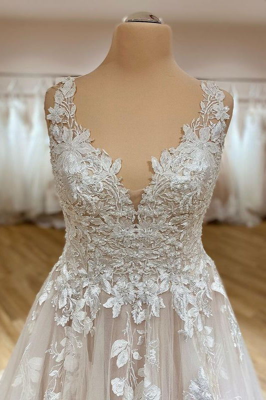 Chicloth Fashion Tulle Wedding Dress Lace Appliques On Sale