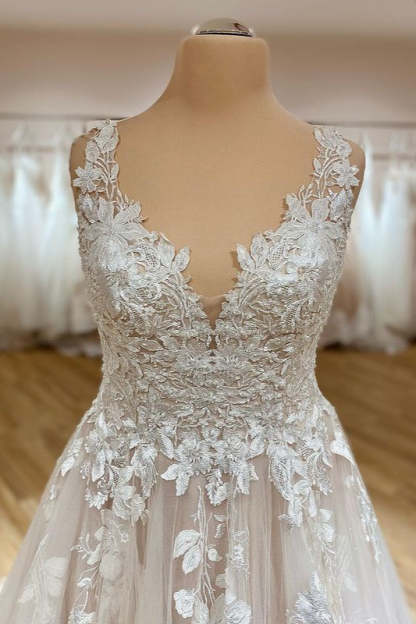 Chicloth Fashion Tulle Wedding Dress Lace Appliques On Sale