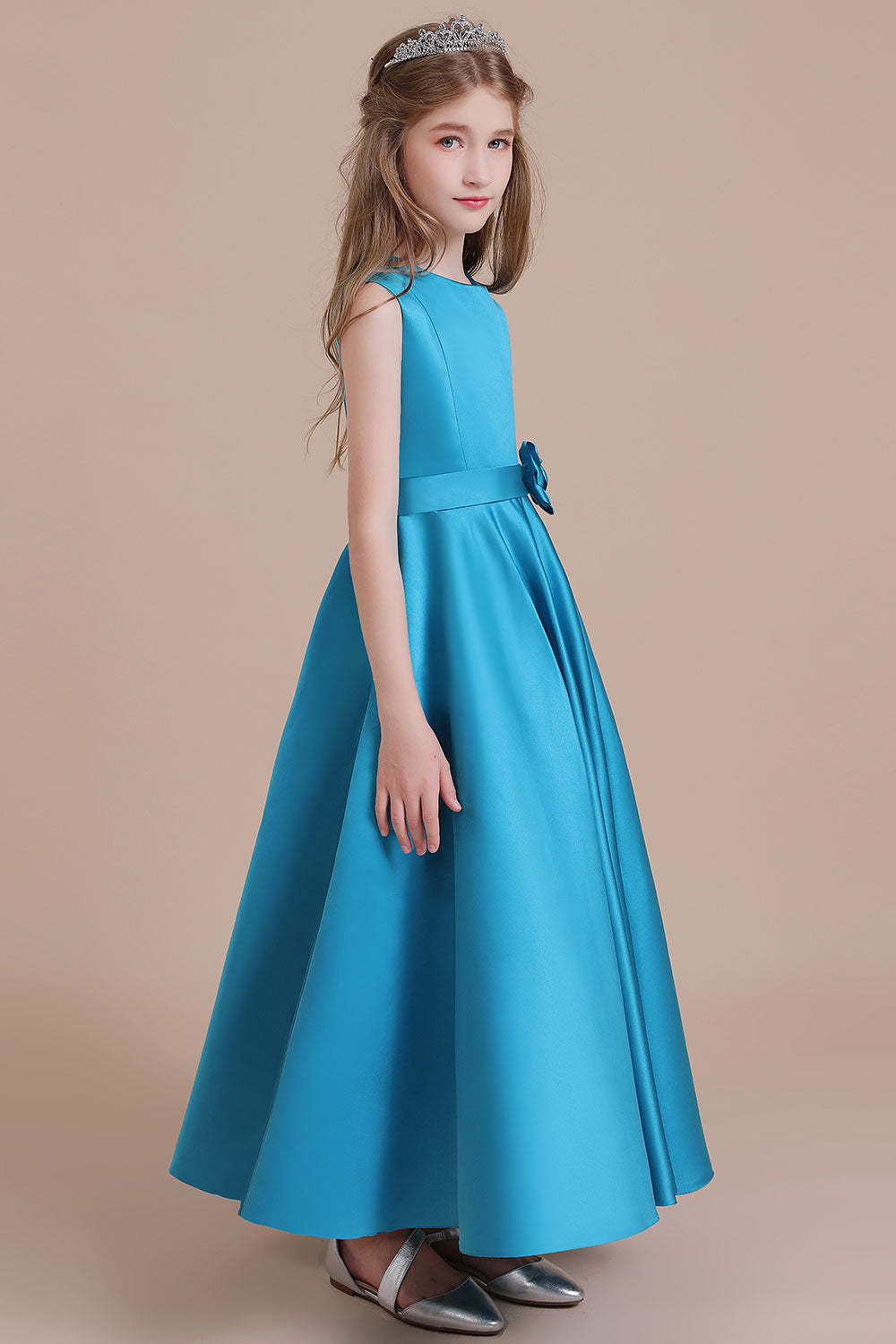 Chicloth A-Line Awesome Satin Flower Girl Dress Online