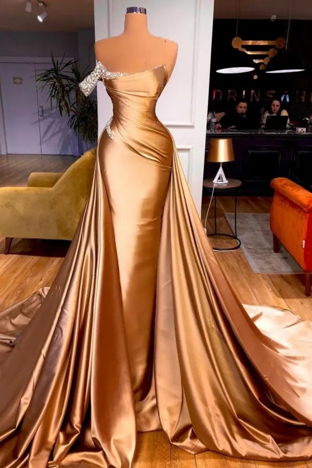 Beautiful Gold Evening Dresses | Long Cheap Prom Dresses