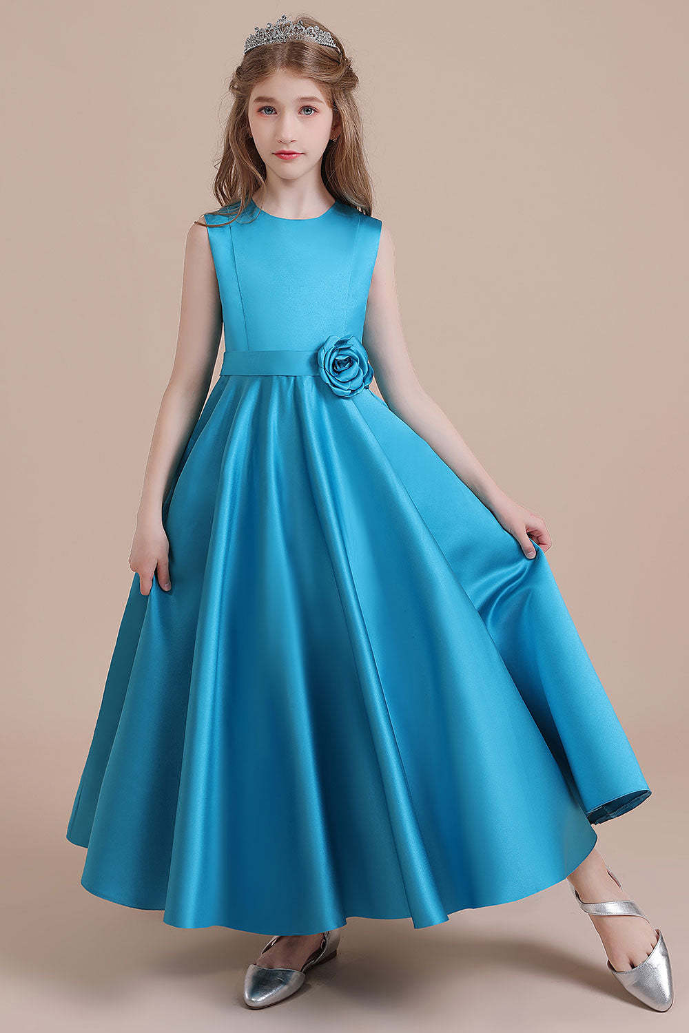 Chicloth A-Line Awesome Satin Flower Girl Dress Online