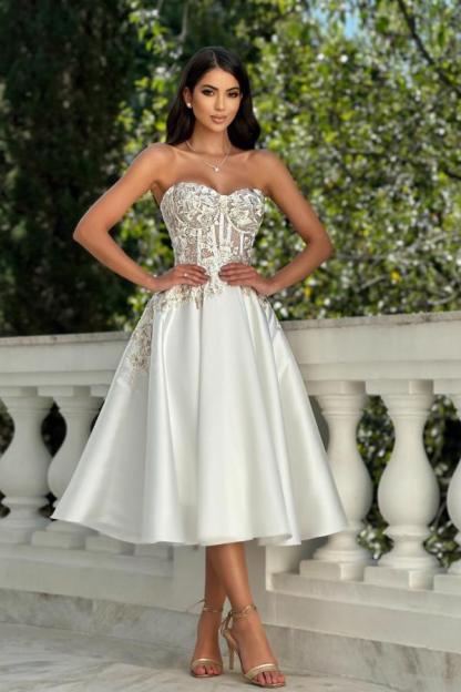 Simple short wedding dresses | A line lace wedding dresses