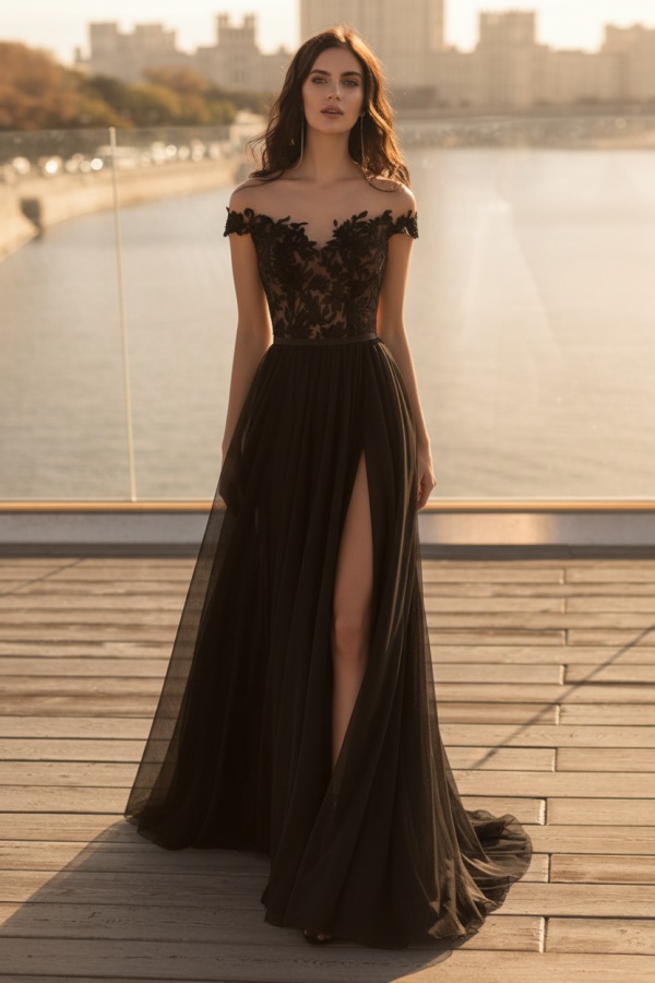 Chicloth Cap Sleeves Appliques Wedding Dress Long With Split