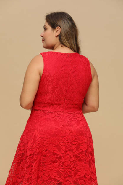 27prom A-line Hi-lo V-neck Burgundy Lace Dresses - lace dresses