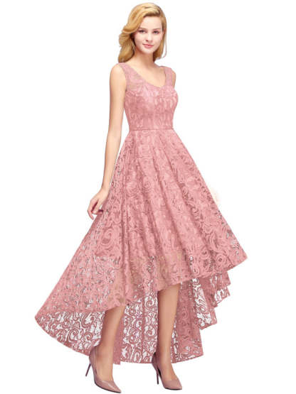 27prom Beautiful A-line Crew Hi-lo Lace Dresses - lace dresses