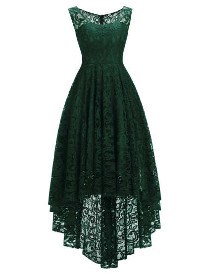 27prom Beautiful A-line Crew Hi-lo Lace Dresses - lace dresses