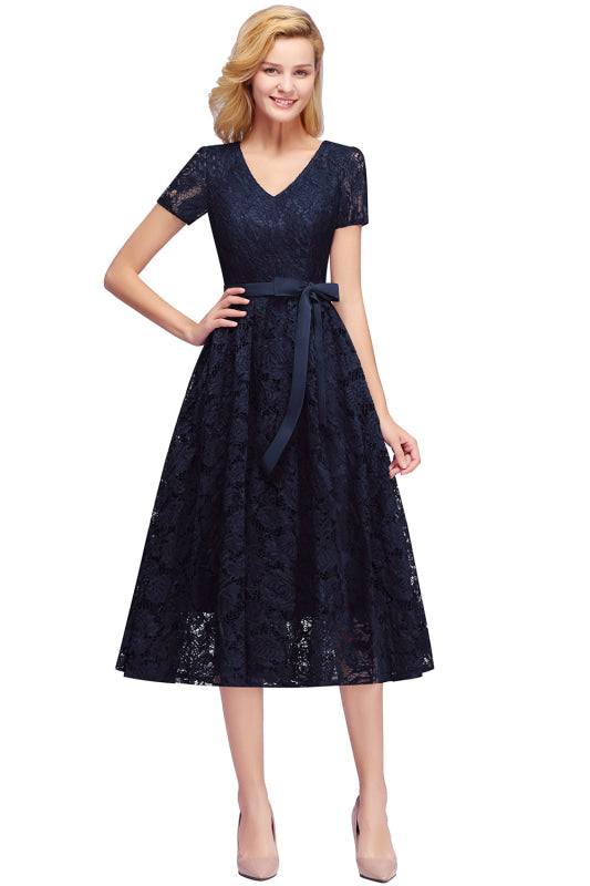 Burgundy Short Lace Dresses For Women - Chicloth