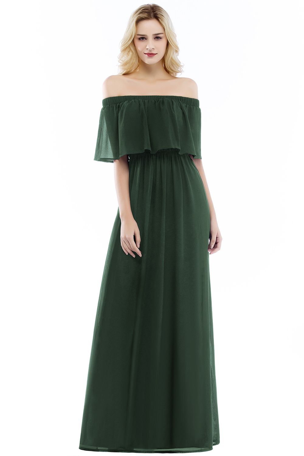 Chicloth A-line Off-the-Shoulder Chiffon Bridesmaid Dress